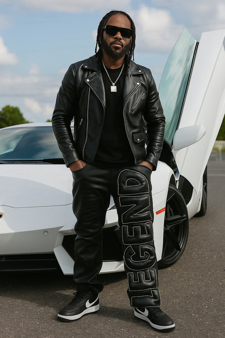 Men’s Bubble Letter Leather Pants