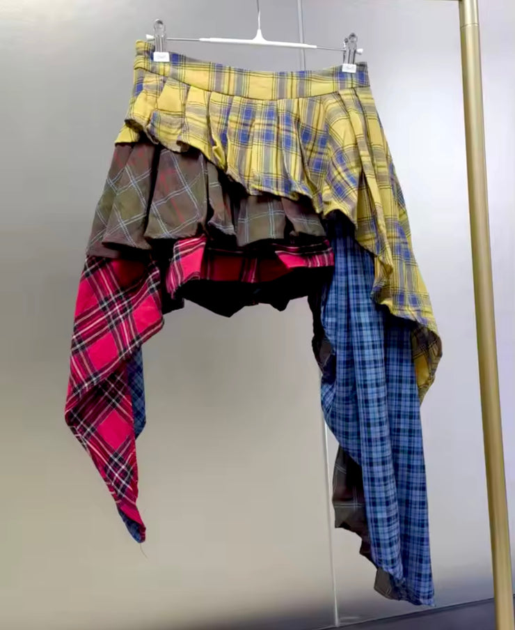 Plaid Layered Skirt