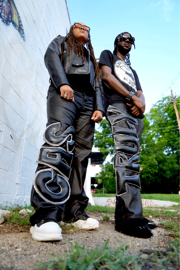 Men’s Bubble Letter Leather Pants
