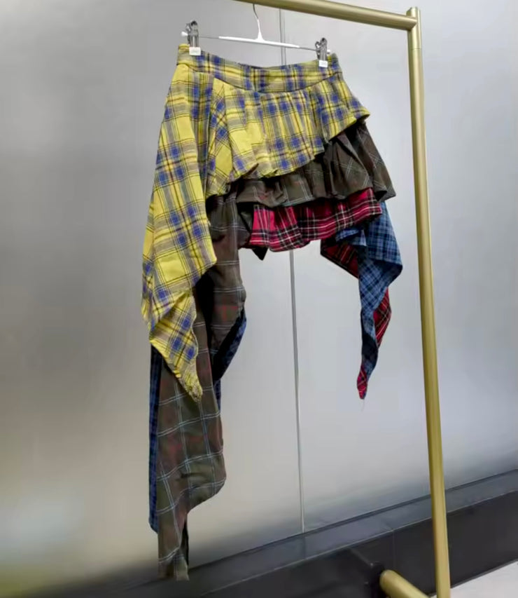 Plaid Layered Skirt