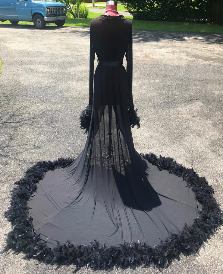 Black Dramatic Feather Gown