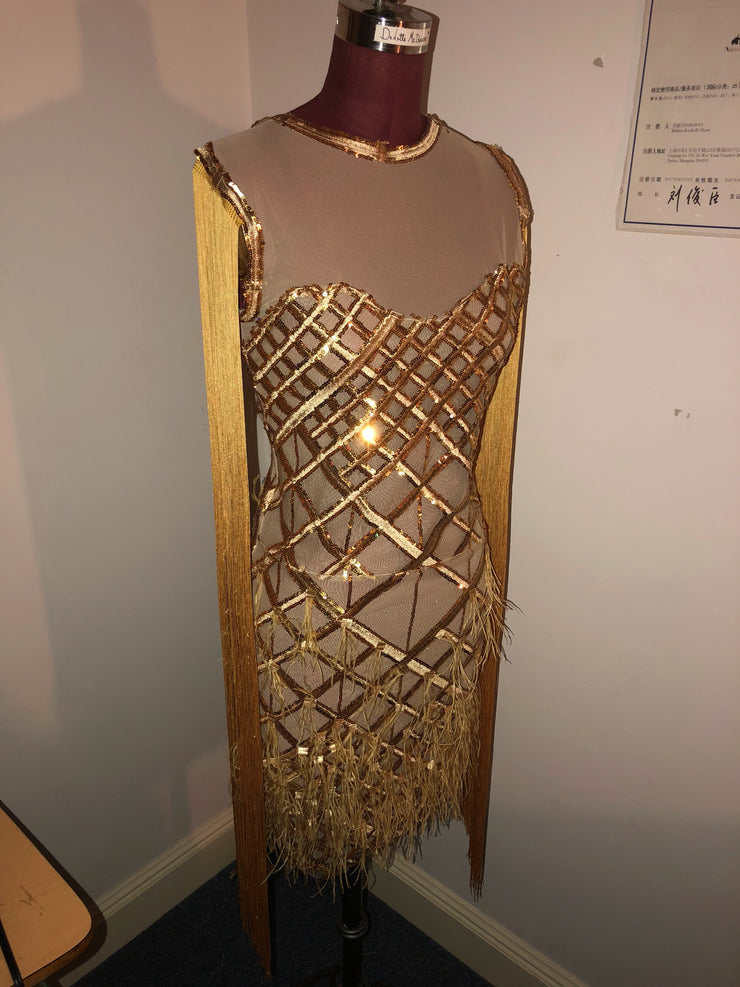 Gold Shimmy Sleeve Dress